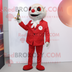 Rød champagne maskot...