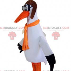 Stork mascot with glasses and an aviator hat. - Redbrokoly.com