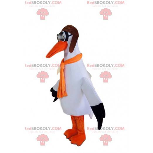 Storkmaskot med glasögon och en flyghatt. - Redbrokoly.com