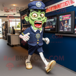 Navy Zombie mascot costume character dressed with a Running Shorts and Ties