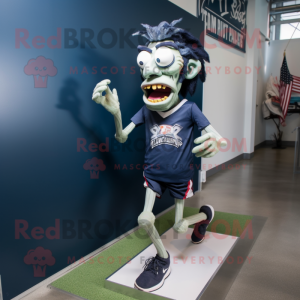 Navy Zombie mascot costume character dressed with a Running Shorts and Ties