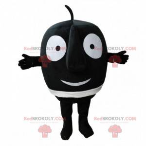 Mascote homenzinho redondo e negro com um nariz grande -