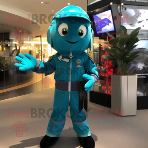 Teal Cod maskot kostume...