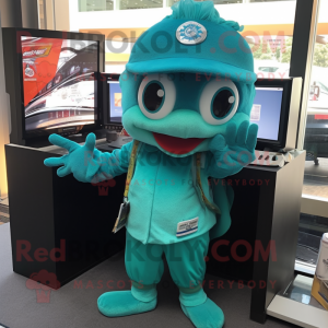 Teal Cod maskot kostume...