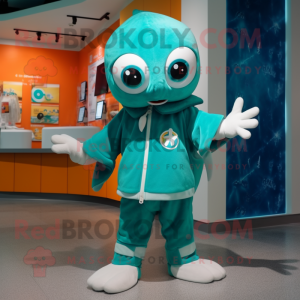 Teal Cod maskot kostume...