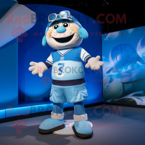 Sky Blue Ray maskot kostume...