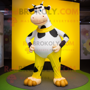 Żółta krowa w kostiumie...