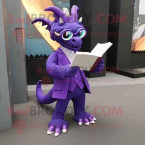 Purple Dragon maskot kostym...