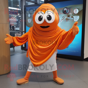 Orange Gyro mascot costume character dressed with a Poplin Shirt and Scarves