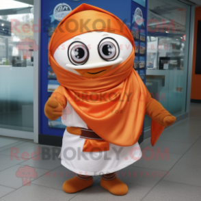 Orange Gyro mascot costume character dressed with a Poplin Shirt and Scarves