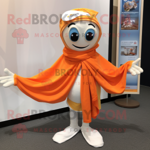 Orange Gyro mascot costume character dressed with a Poplin Shirt and Scarves