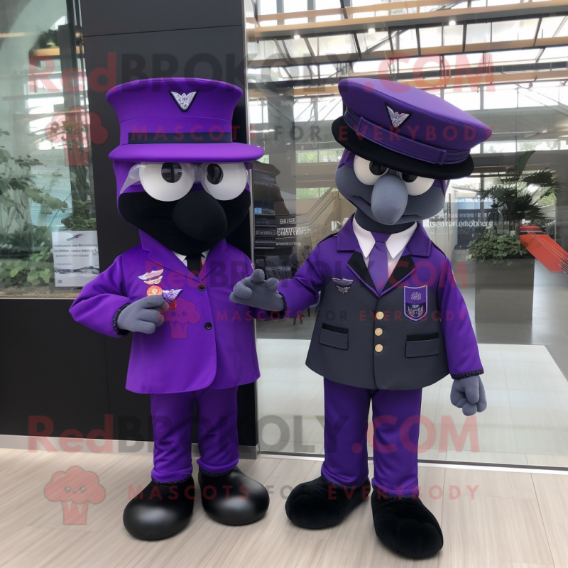 Purple Special Air Service mascot costume character dressed with a Tuxedo and Keychains