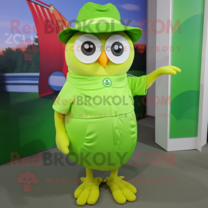 Lime Green Owl mascotte...