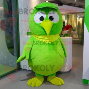 Lime Green Owl mascotte...