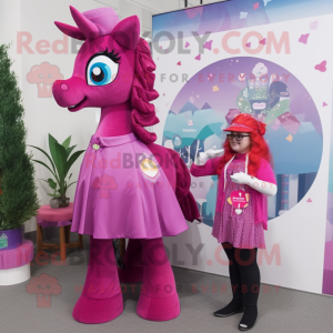 Magenta Mare maskot kostume...