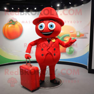 nan Tomato mascot costume character dressed with a Suit and Coin purses