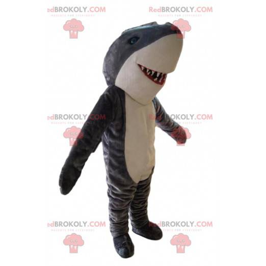 Mascota de tiburón gris y blanco. Disfraz de tiburon -