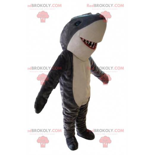 Mascotte grijze en witte haai. Haai kostuum - Redbrokoly.com