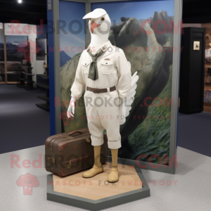 White Pheasant mascot costume character dressed with a Cargo Pants and Pocket squares