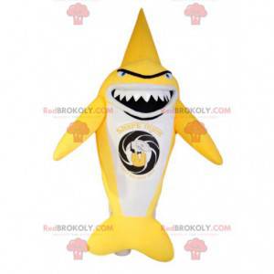 Very original yellow and white shark mascot. Shark costume -
