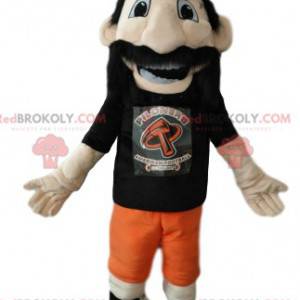 Mascotte d'homme barbu avec un casque orange de Viking -