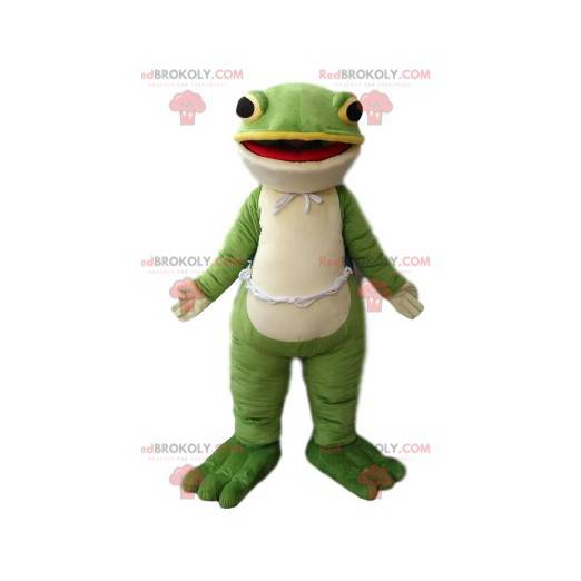 Mascota rana verde y blanca muy sonriente - Redbrokoly.com