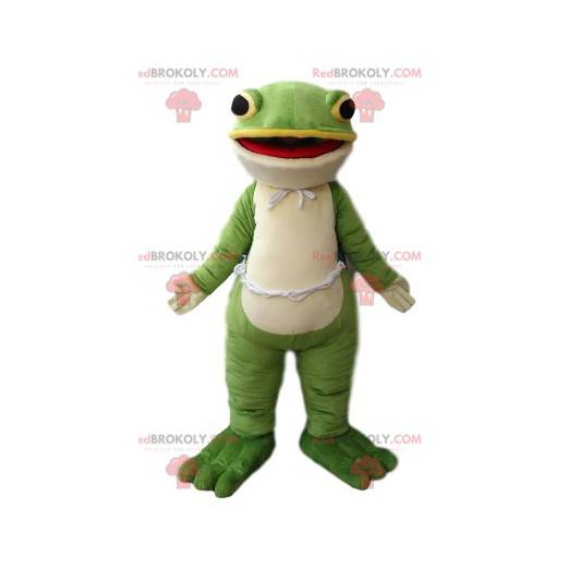 Meget smilende grøn og hvid frø maskot - Redbrokoly.com