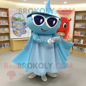 nan Stingray mascot costume character dressed with a Circle Skirt and Reading glasses