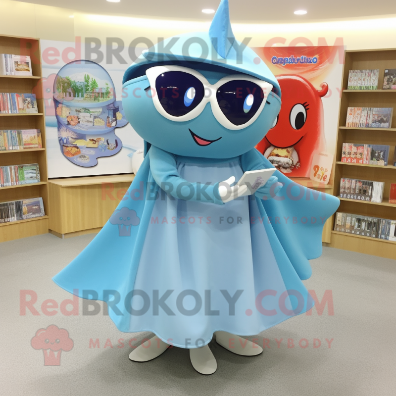 nan Stingray mascot costume character dressed with a Circle Skirt and Reading glasses nan Stingray mascot costume character dressed with a Circle Skirt and Reading glasses