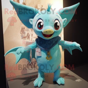 Cyan Bat maskot kostume...