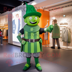 Green Swiss Guard mascot costume character dressed with a T-Shirt and Caps