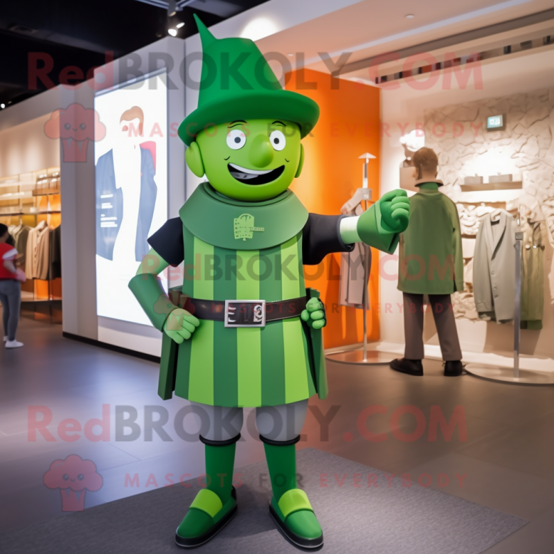 Green Swiss Guard mascot costume character dressed with a T-Shirt and Caps Green Swiss Guard mascot costume character dressed with a T-Shirt and Caps