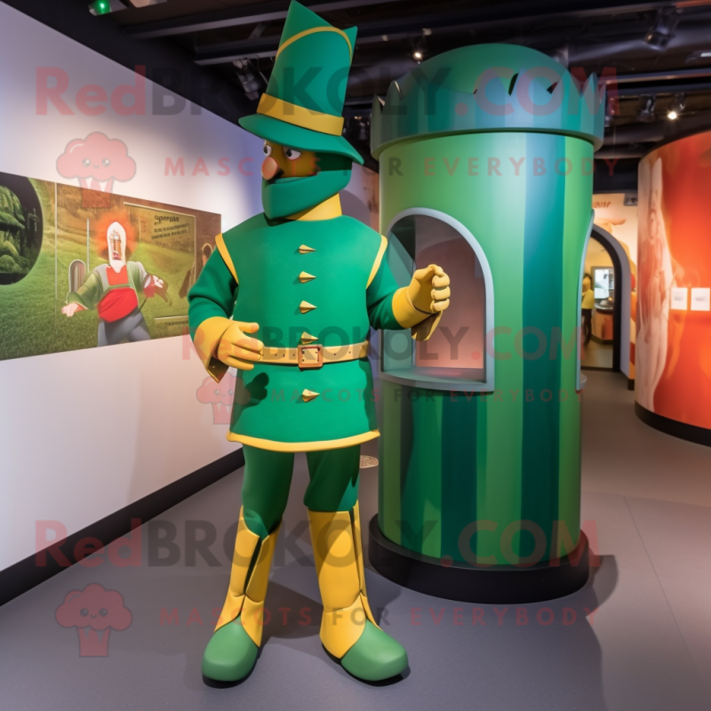 Green Swiss Guard mascot costume character dressed with a T-Shirt and Caps Green Swiss Guard mascot costume character dressed with a T-Shirt and Caps