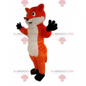 Maskot lišky červené a bílé se širokým úsměvem. - Redbrokoly.com