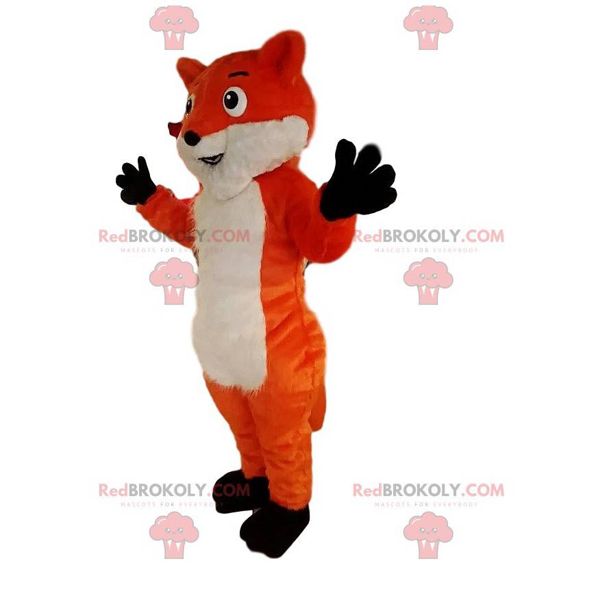 Red and white fox mascot with a big smile. - Redbrokoly.com