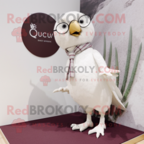 White Quail mascot costume character dressed with a Cardigan and Shoe clips