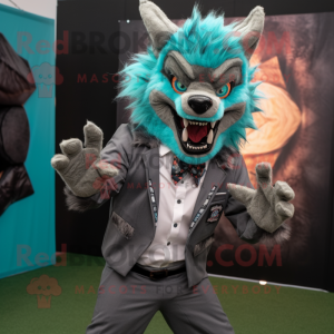 Teal Werewolf maskot drakt...