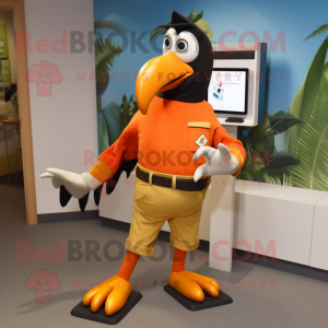 Oransje Toucan maskot drakt...