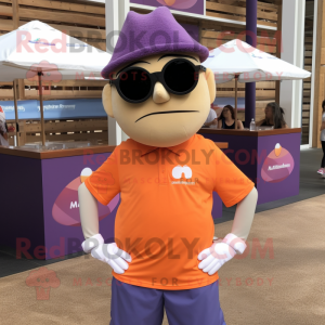 Lavender Tikka Masala mascot costume character dressed with a Polo Tee and Sunglasses