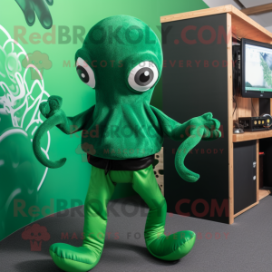 Forest Green Octopus maskot...