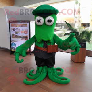 Forest Green Octopus maskot...