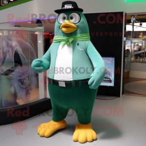 Grön pingvin maskot kostym...