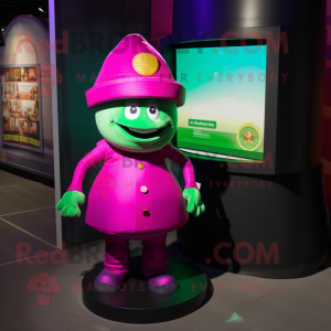 Magenta Pot Of Gold mascot costume character dressed with a Turtleneck and Berets