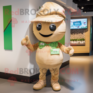 Tan Zucchini mascot costume character dressed with a Romper and Caps