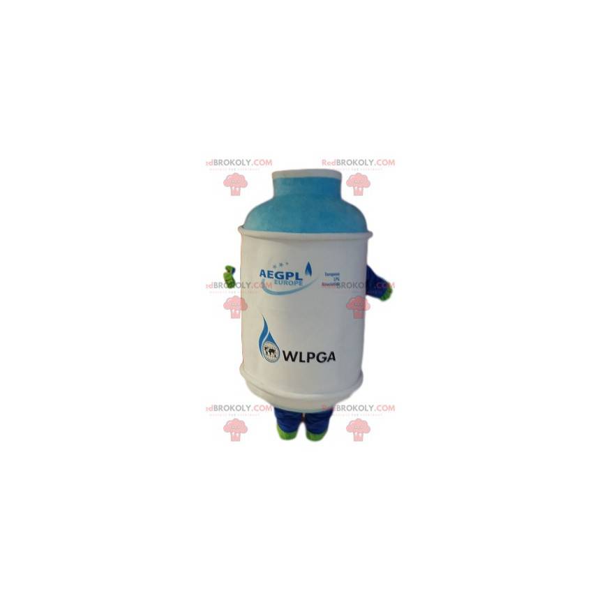 Witte gasfles mascotte, erg glimlachend. - Redbrokoly.com