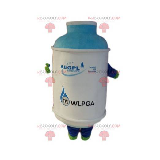 Witte gasfles mascotte, erg glimlachend. - Redbrokoly.com