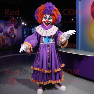 Lila clown maskot kostym...