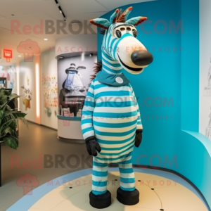 Cyan Zebra mascotte kostuum...