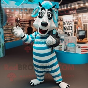 Cyan Zebra mascotte kostuum...