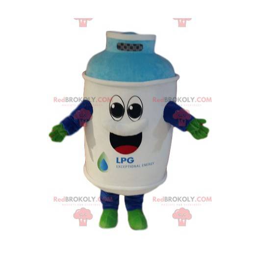 Witte gasfles mascotte, erg glimlachend. - Redbrokoly.com